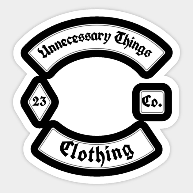 Unnecessary Things - Biker Style Sticker by Lou Johnson